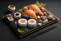 Fresh Beautiful Sushi Setup with Salmon Maki