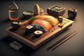 Fresh Beautiful Sushi Setup with Salmon Maki