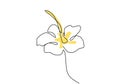 Fresh beauty flower one continuous line drawing style. Printable decorative beautiful flower for park icon hand drawn design.