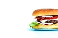 Fresh beef burger close-up on white background Royalty Free Stock Photo