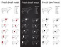 Fresh Beef meat cuts set