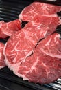 fresh beef raw sliced with marbled texture served for Sukiyaki and Shabu or Yakiniku Royalty Free Stock Photo