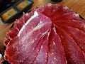 Fresh beef raw sliced served for Sukiyaki and Shabu or Yakiniku Royalty Free Stock Photo