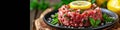 fresh beef tartar dish with tasty vegetables