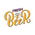 Fresh beer yellow handwritten lettering