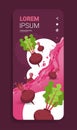 Fresh beet juice liquid splash realistic splashes healthy vegetable splashing waves smartphone screen mobile app