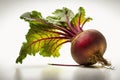 Fresh beetroot on a gray background with sheets. Vegetable isolate. Farm vitamins. AI generated Royalty Free Stock Photo