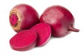 fresh beetroot with lobules isolated on a white background