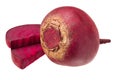 fresh beetroot with lobules isolated on a white background