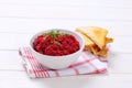 Fresh beetroot puree with toasts Royalty Free Stock Photo