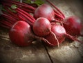 Fresh beetroot on rustic wooden background. Harvest vegetable cooking conception . Diet or vegetarian food concept