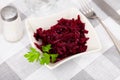 Fresh beetroot salad served on plate Royalty Free Stock Photo