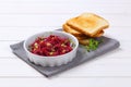 Fresh beetroot spread with toasts Royalty Free Stock Photo