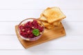 Fresh beetroot spread with toasts Royalty Free Stock Photo