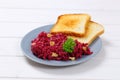 Fresh beetroot spread with toasts Royalty Free Stock Photo