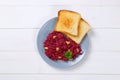 Fresh beetroot spread with toasts Royalty Free Stock Photo