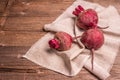 Fresh beetroots on a vintage wooden table