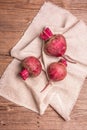 Fresh beetroots on a vintage wooden table