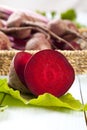 Fresh beets on a wooden board Royalty Free Stock Photo