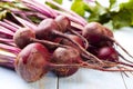 Fresh beets on a blue wooden board Royalty Free Stock Photo