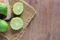 Fresh bergamot and bergamot slice on wooden Royalty Free Stock Photo