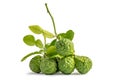 Fresh bergamot fruit or kaffir lime with cut in half on white background with clipping path. Royalty Free Stock Photo