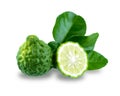 Fresh bergamot fruit with leaf isolated on white background Royalty Free Stock Photo