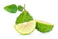 Fresh bergamot fruit with leaf slice isolated on white background,clipping path. Royalty Free Stock Photo