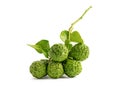 Fresh bergamot or kaffir lime with leaf isolate on white background with clipping path, vegetable herb for cooking and health Royalty Free Stock Photo