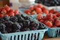 fresh berries being sorted for jammaking session Royalty Free Stock Photo