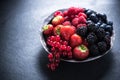 Fresh berries in bowl, antioxidant concept Royalty Free Stock Photo