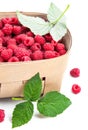 Fresh berries raspberry in wicker basket Royalty Free Stock Photo