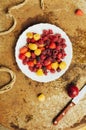 Fresh berries. Red Fruits. Organic Berries on Platter. Royalty Free Stock Photo