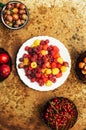 Fresh berries. Red Fruits. Organic Berries on Platter. Royalty Free Stock Photo