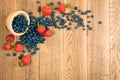 Fresh Berries on Rustic Wooden Background Top View Royalty Free Stock Photo