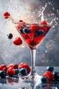 Fresh Berries Splashing in Water Glass Against White Background Royalty Free Stock Photo