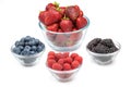 Fresh berries strawberries, raspberries, blackberries and blueberries in bowl. Royalty Free Stock Photo