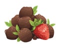 Fresh berries, sweet fruit with chocolate