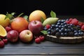 fresh berries on the table, top view