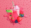 Fresh berry blend juice with slice berries.