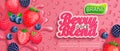 Fresh berry blend juice splash banner with apteitic drops