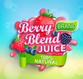 Fresh berry blend juice splash with berries.