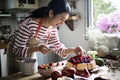 Fresh berry cheesecake food photography recipe idea