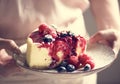 Fresh berry cheesecake food photography recipe idea