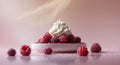 Fresh Berry Dessert with Cream on Pink Background Royalty Free Stock Photo