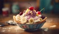 Fresh berry fruit and ice cream indulgence generated by AI Royalty Free Stock Photo