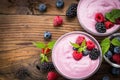 Fresh berry fruit yogurt with forest fruits and mint Royalty Free Stock Photo