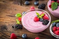 Fresh berry fruit yogurt with forest fruits and mint Royalty Free Stock Photo