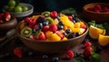 Fresh berry salad, a colorful and healthy gourmet summer snack generated by AI Royalty Free Stock Photo