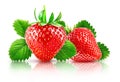 Fresh berry strawberry with green leaves. Fruity